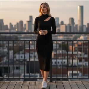 Black Cutout Slit Bodycon Dress